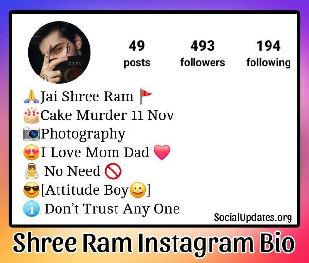 Jay shree ram bio for instagram