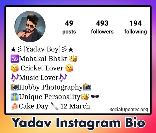 Yadav bio for instagram